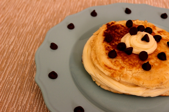 Pancakes With Vanilla Buttercream Frosting and Chocolate Chips