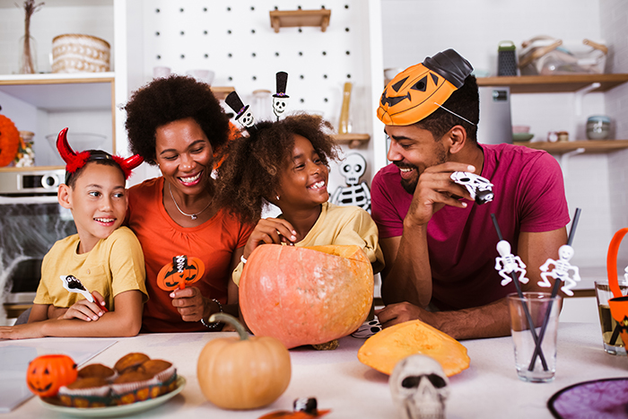 Photo of family at Halloween