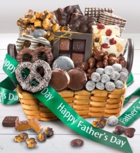 a photo of father's day gift ideas with a sweets basket