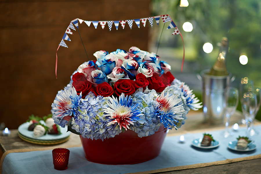 Photo of July 4th floral centerpiece