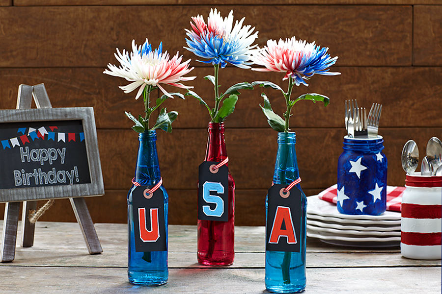 Photo of Fourth of July vase bottles