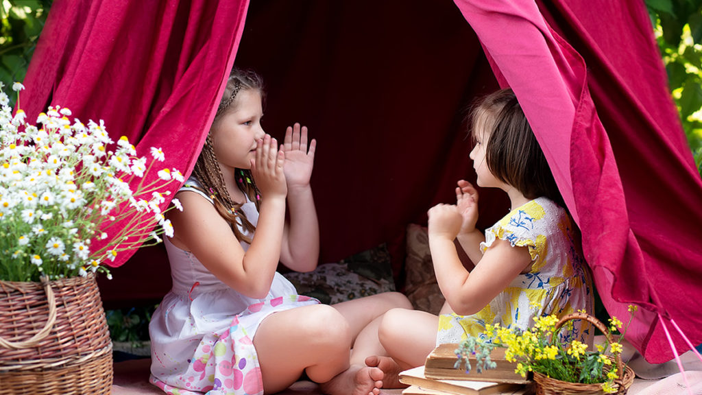 Photo of children in a tent