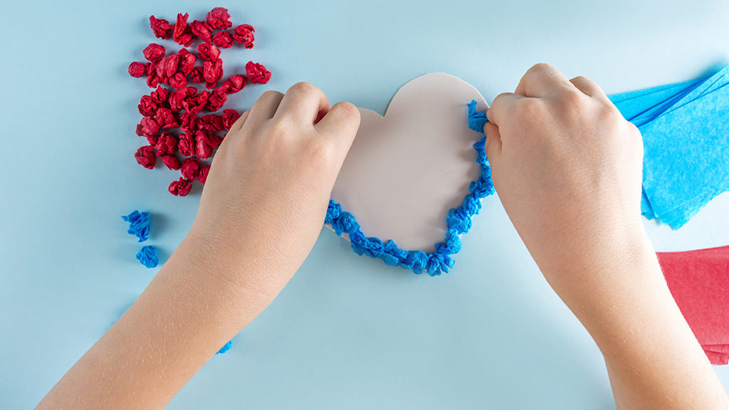 Photo of making a heart-shaped craft