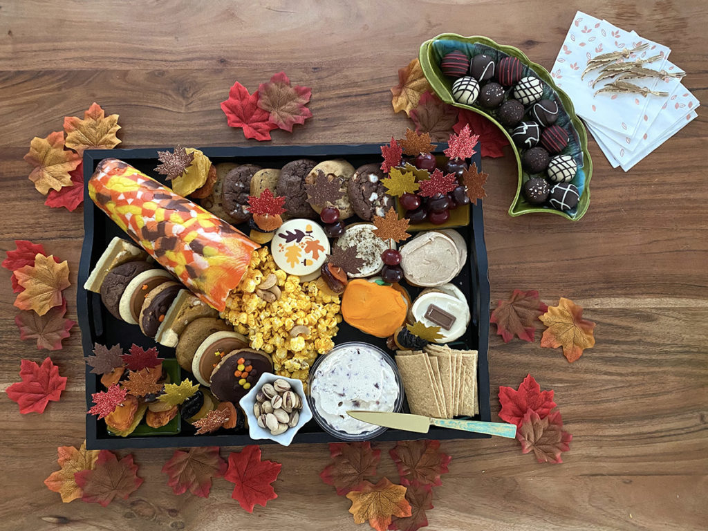 fall dessert board with completed board