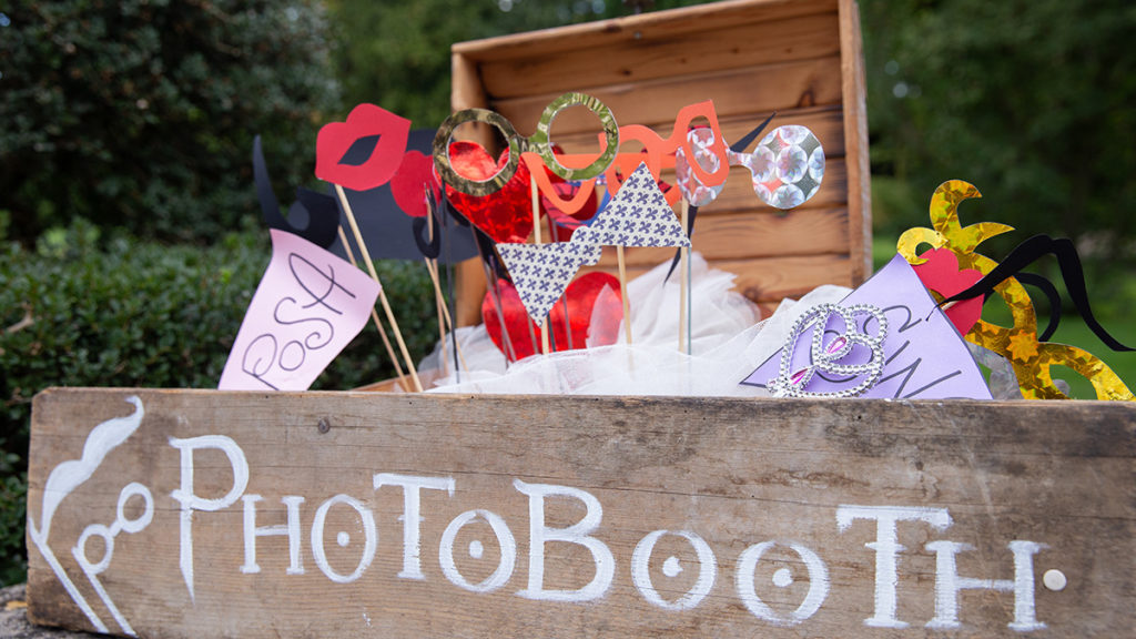 Photo of accessories for a backyard photo booth