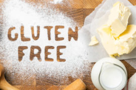 Photo of 'gluten free' spelled out in flour