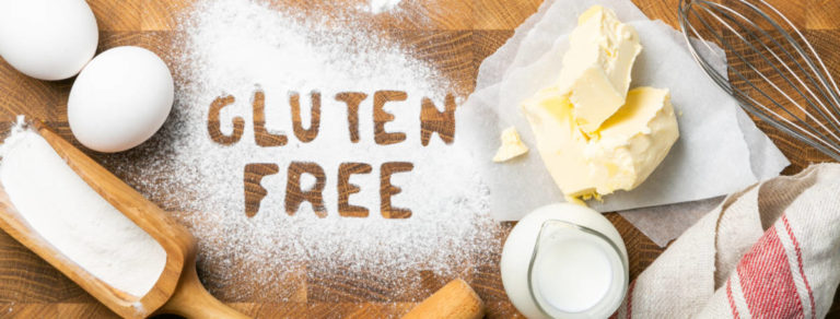 Photo of 'gluten free' spelled out in flour