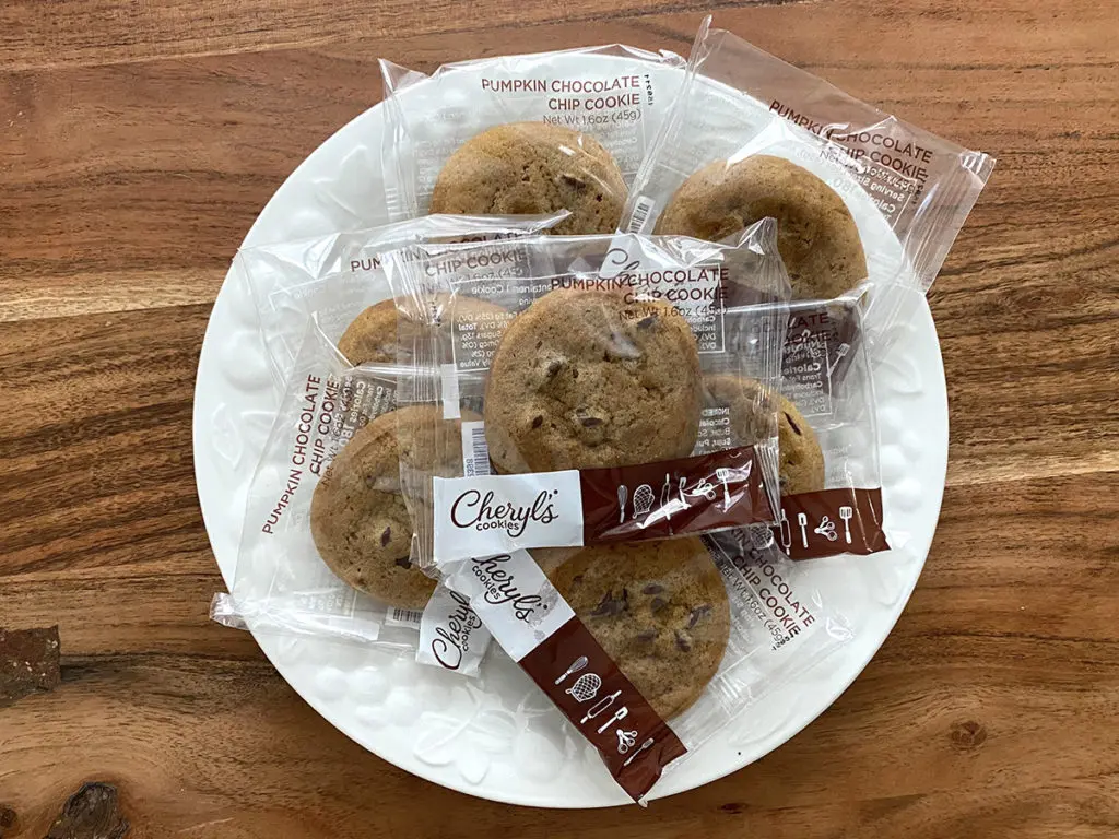 Photo of a plate of pumpkin chocolate chip cookies