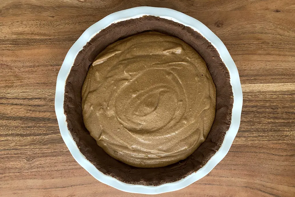 Photo of pumpkin chocolate pudding pie with filling