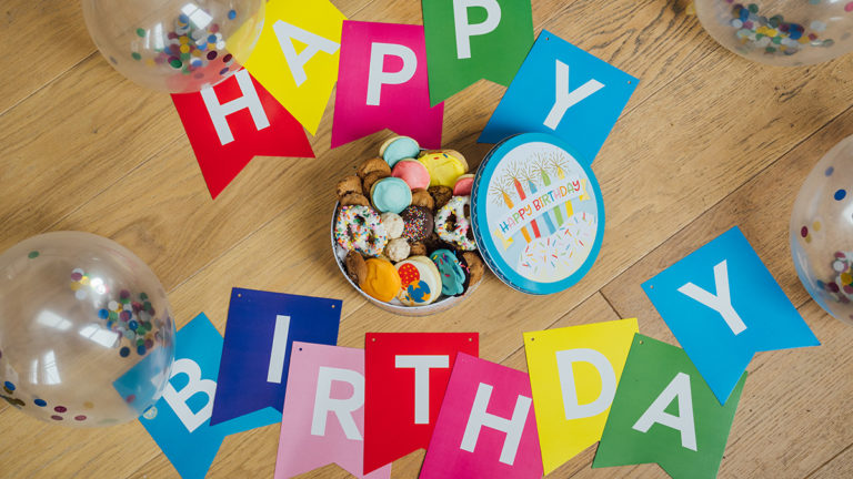 Photo of birthday cookies and decorations