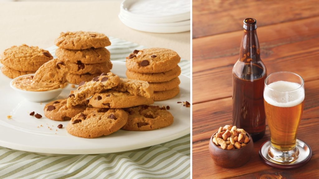 Photo of beer and peanut butter chocolate cookies