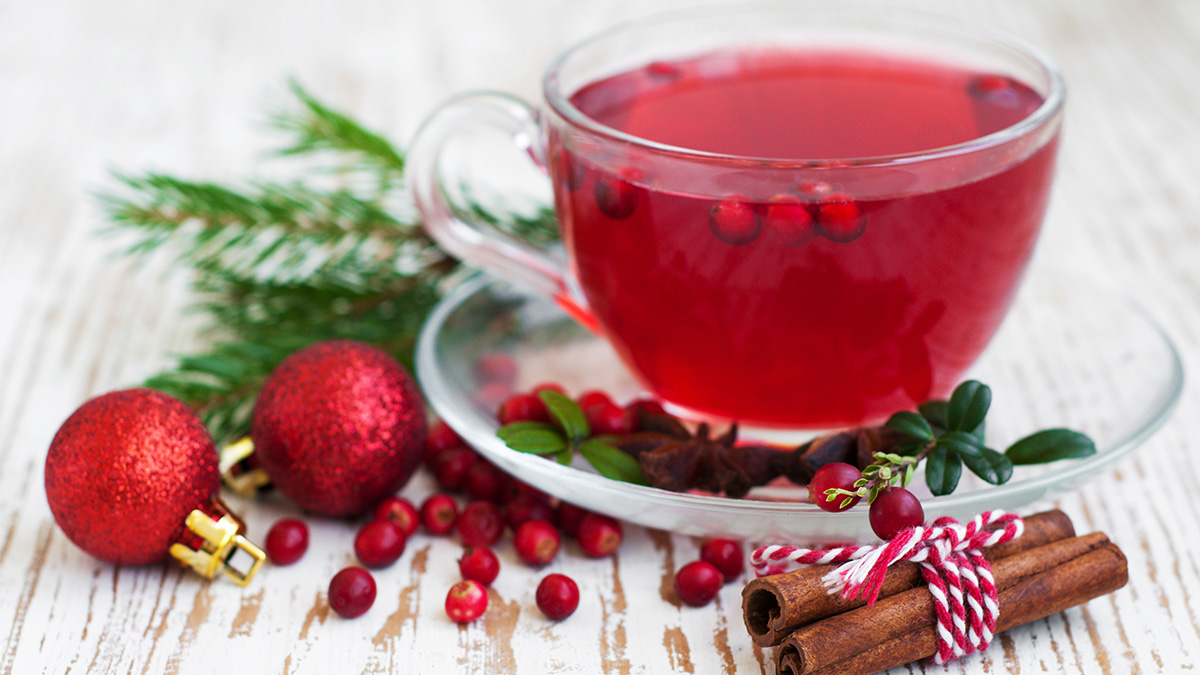 Photo of a hot drink with cranberries