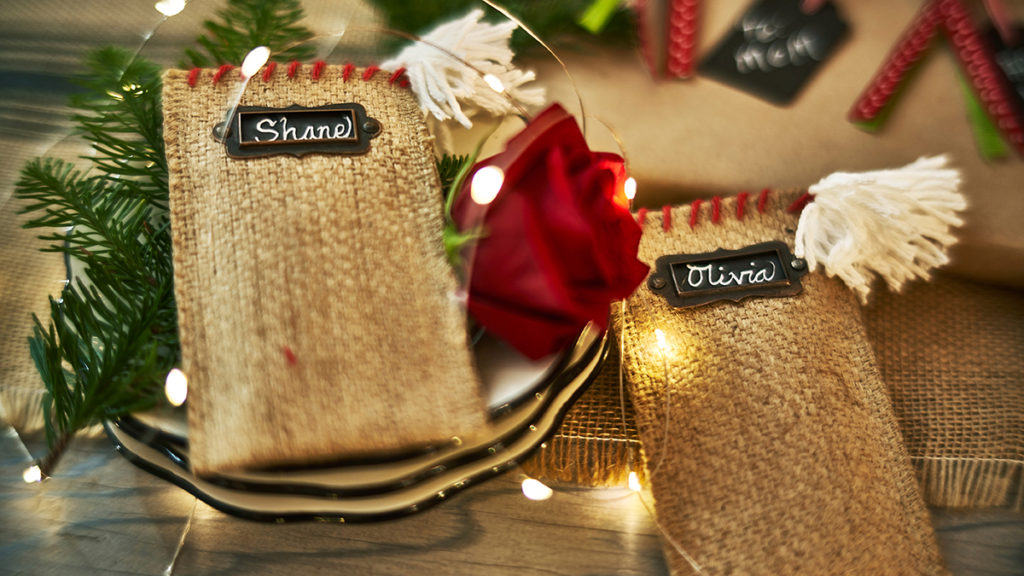 Photo of burlap cutlery holders