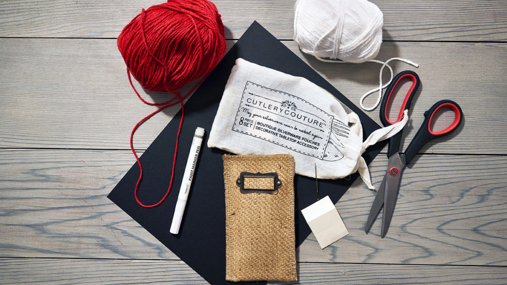 Photo of materials for burlap cutlery holders