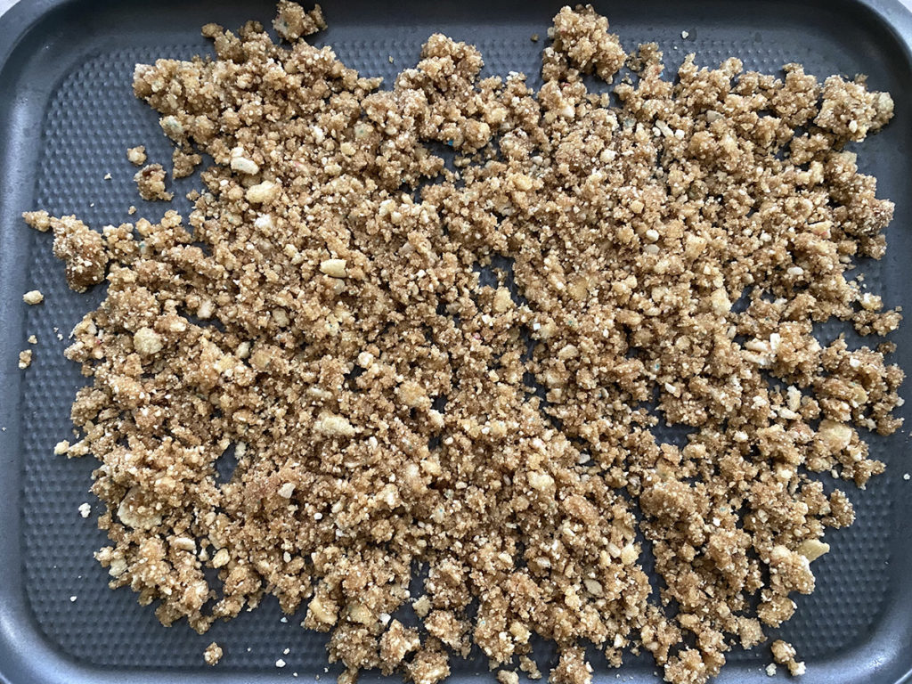 Photo of Celebration cookie crumbs on a baking sheet