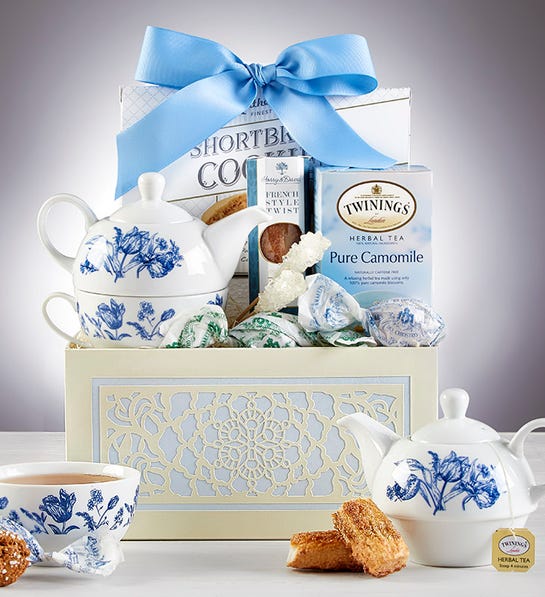 Teatime For One with Teapot Gift Basket