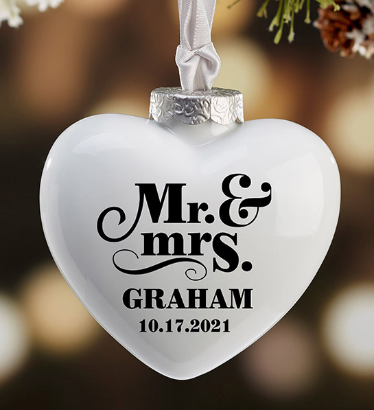 Photo of The Happy Couple Personalized Heart Deluxe Ornament