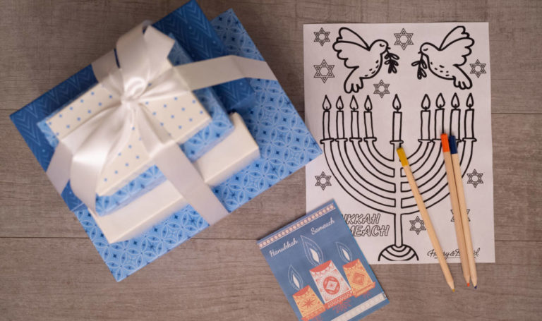 Photo of Hanukkah coloring sheet and card