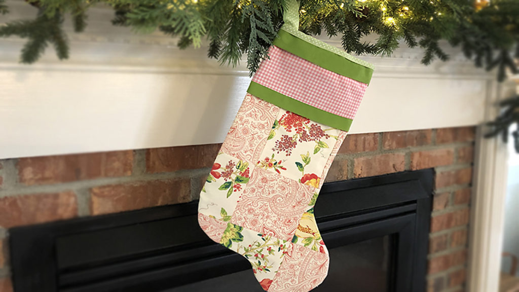 DIY Christmas stocking hanging from mantle