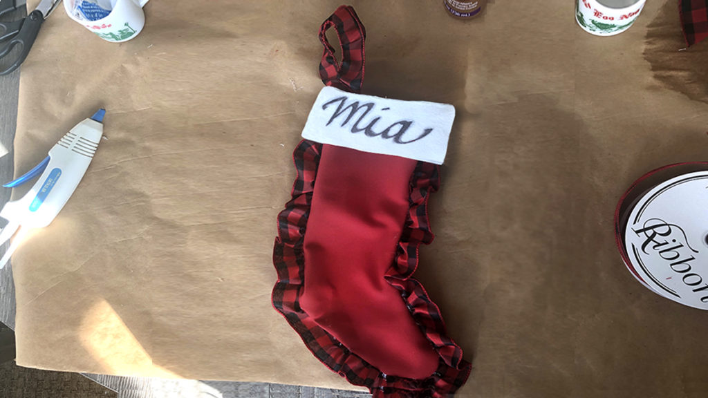 Photo of DIY Christmas stocking with name on it