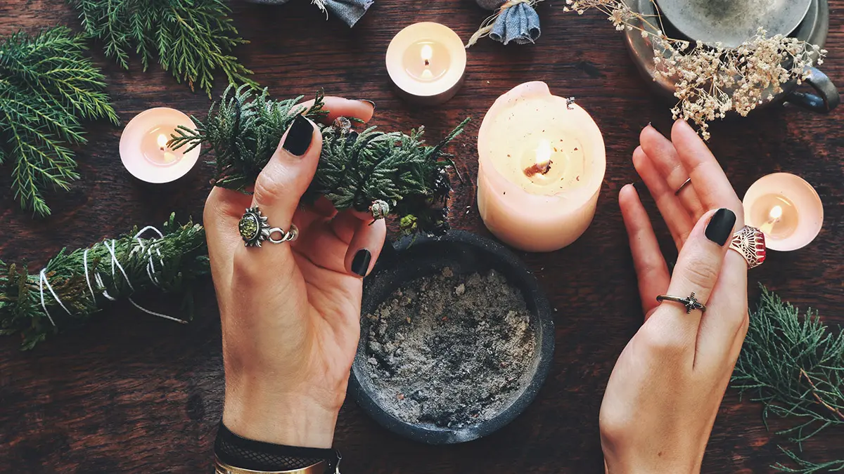 Photo of wiccan performing an ancient ritual