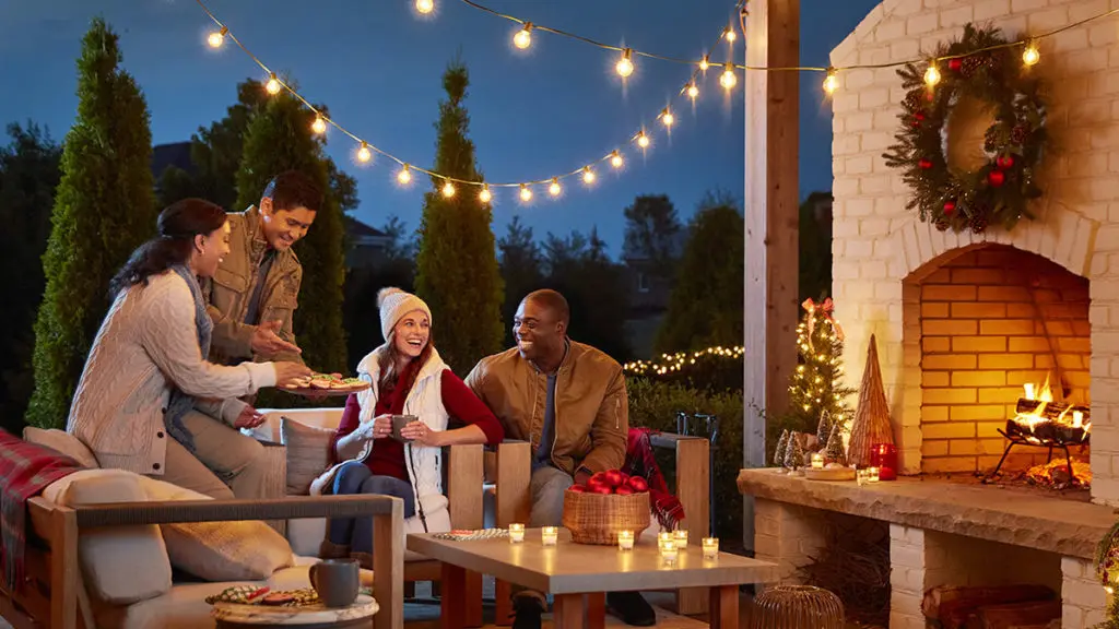 Photo of people at an outdoor party during winter solstice