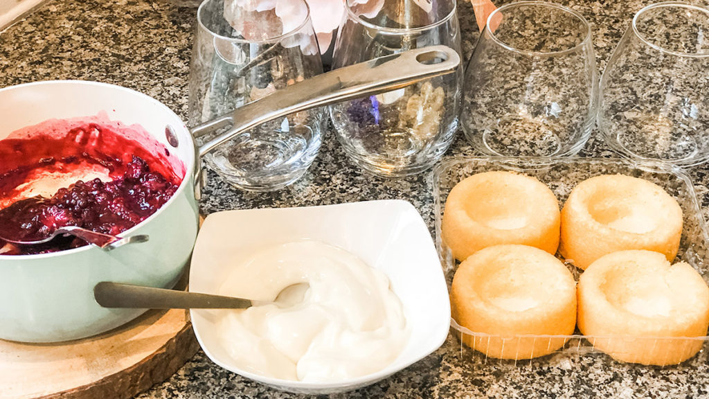 dessert table for the big game: trifle components