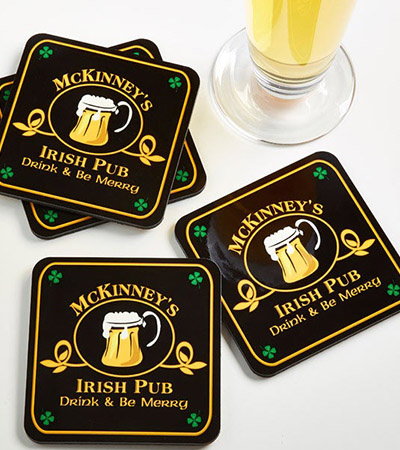 st. patrick's day celebration: personalized coasters