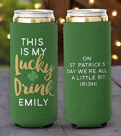 st. patrick's day celebration: personalized slim can cooler