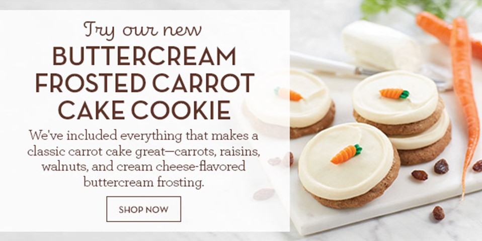 buttercream frosted carrot cake cookie ad