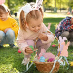 photo of easter egg hunt ideas: kids hunting for easter eggs