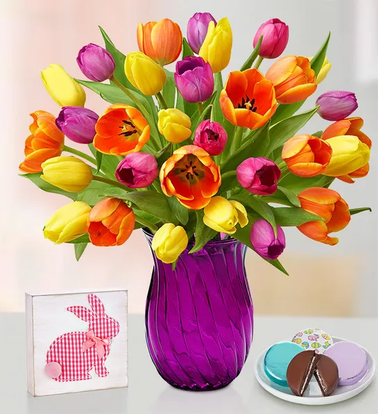 photo of easter gifts: easter tulip bouquet