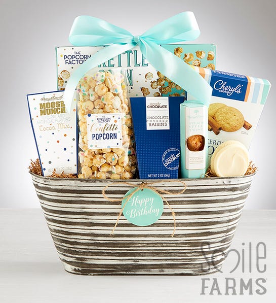 a photo of smile farms birthday gifts: happy birthday gift basket
