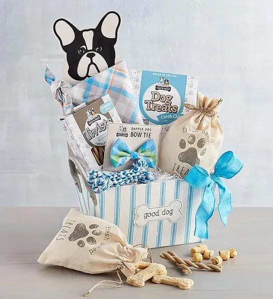 a photo of 30th birthday gifts: tail wagger gift basket
