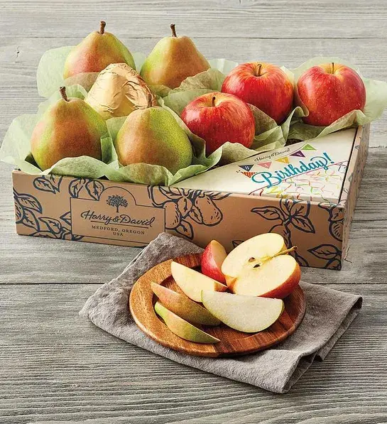 a photo of 30th birthday gifts: pears and apples gift box