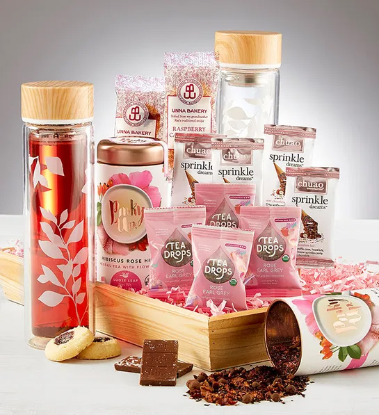 a photo of 30th birthday gifts: tea infuser gifts crate
