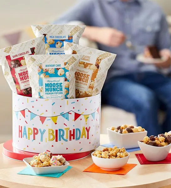 a photo of smile farms birthday gifts: moose munch popcorn