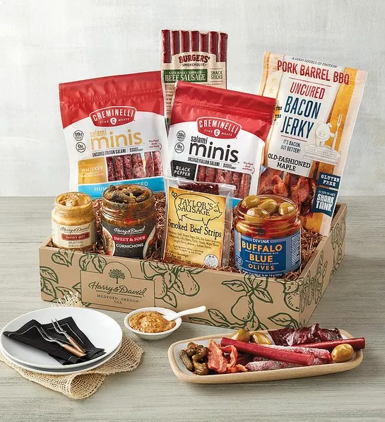 a photo of father's day gift ideas with a jerky gift box