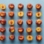 a photo of facts about peaches with peaches in rows