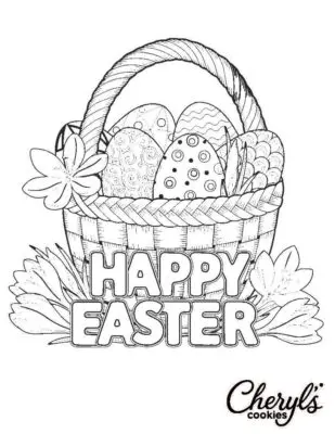 Easter Eggs in  Basket Printable Coloring Card