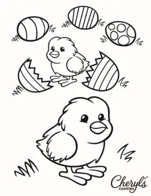 Easter Chicks and Eggs Printable Coloring Page