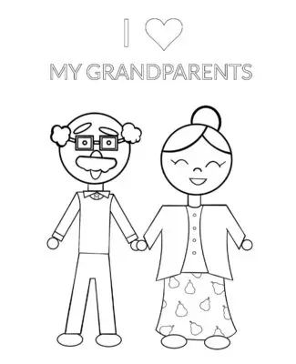 I Heart My Grandparents Printable Coloring Page