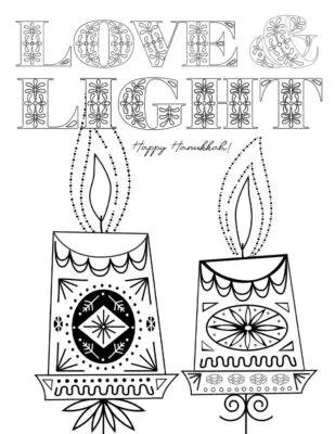 Love & Light Hanukkah Printable Coloring Card