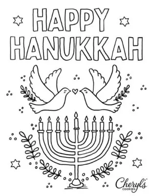 Happy Hanukkah Printable Coloring Page