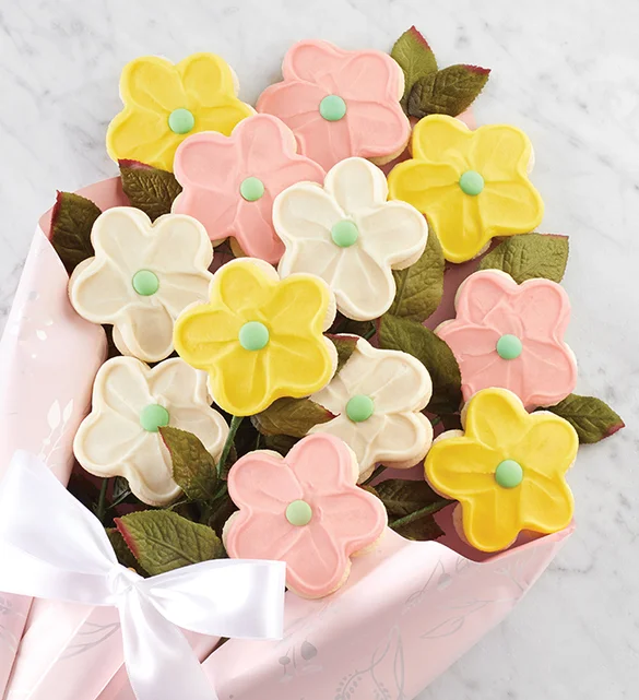 nurses week buttercream frosted long stemmed cookie flowers