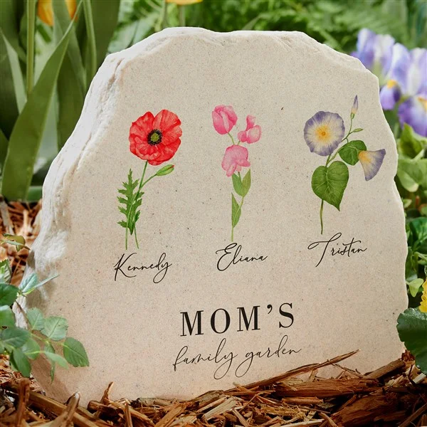 unique mothers day gifts birth month flower personalized standing garden stone
